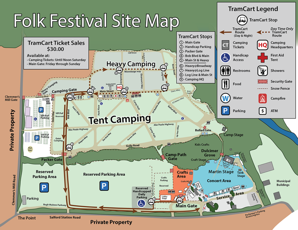 Site Map for Tram – Philadelphia Folk Festival